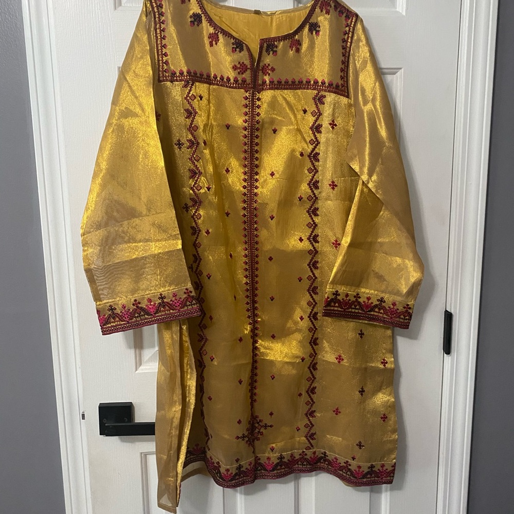 Embroidered Gold Tunic Dress